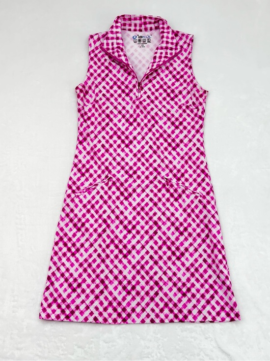 IBKUL Dresses & Skirts - IBKUL Women's XS Gingham Check Print Sleeveless Zip Mock Dress Pink